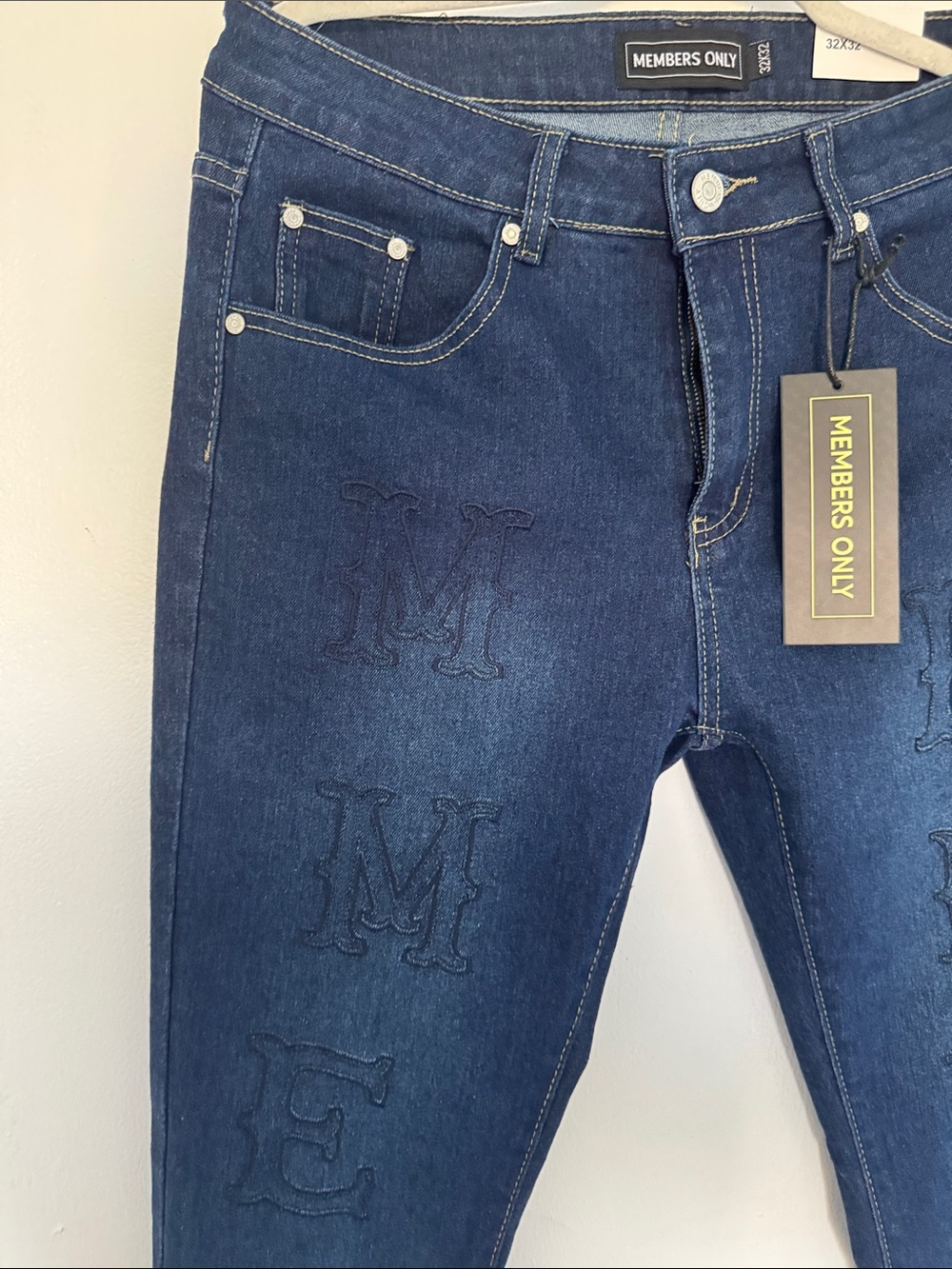 Members Only Dark Blue Skinny Jeans with Embroidered Logo
